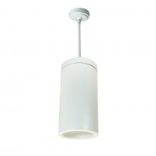 Nora NYLS3-6P1L235NC12WWW - 6" Sapphire III Pendant Mount White Cylinder, Matte Powder White Reflector/Matte Powder White