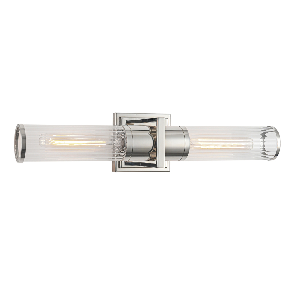 Positano Collection 2-Light Bathroom Vanity Light Polished Nickel and Clear Glass