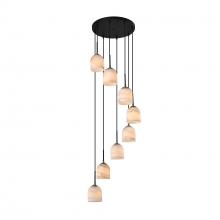 Artcraft SC13379BB - Crema 8 Light Chandelier 18.5", Black, Brushed Brass with Alabaster style glass