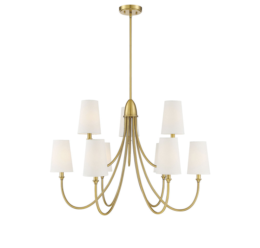 Cameron 9-Light Chandelier in Warm Brass