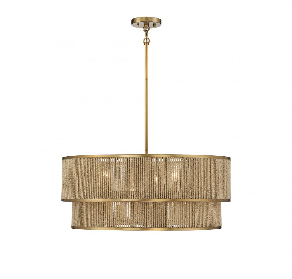 Ashburn 6-LightÂ Pendant in Warm Brass and Rope