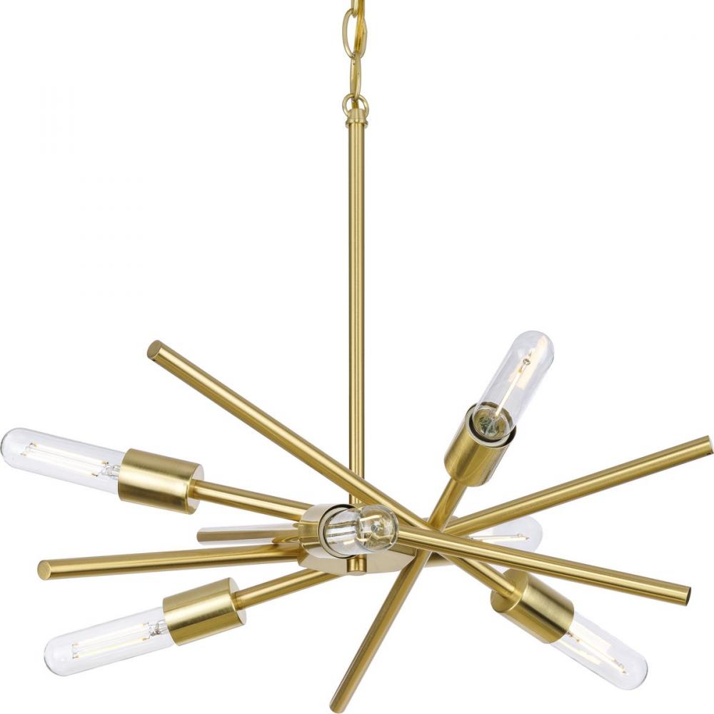 Astra Collection Six-Light 22" Satin Brass Modern Chandelier