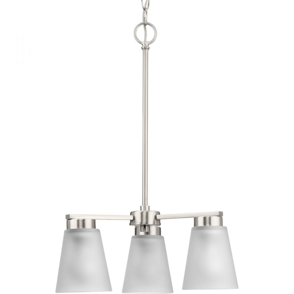 Tanner Collection Three-Light Brushed Nickel Transitional Chandelier