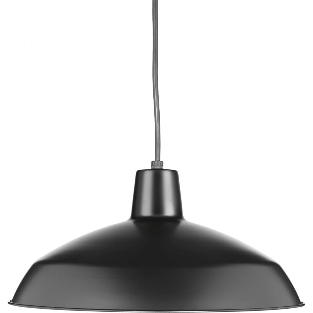 Metal Shade Collection One-Light Matte Black Spun Metal Shade Farmhouse Pendant Light