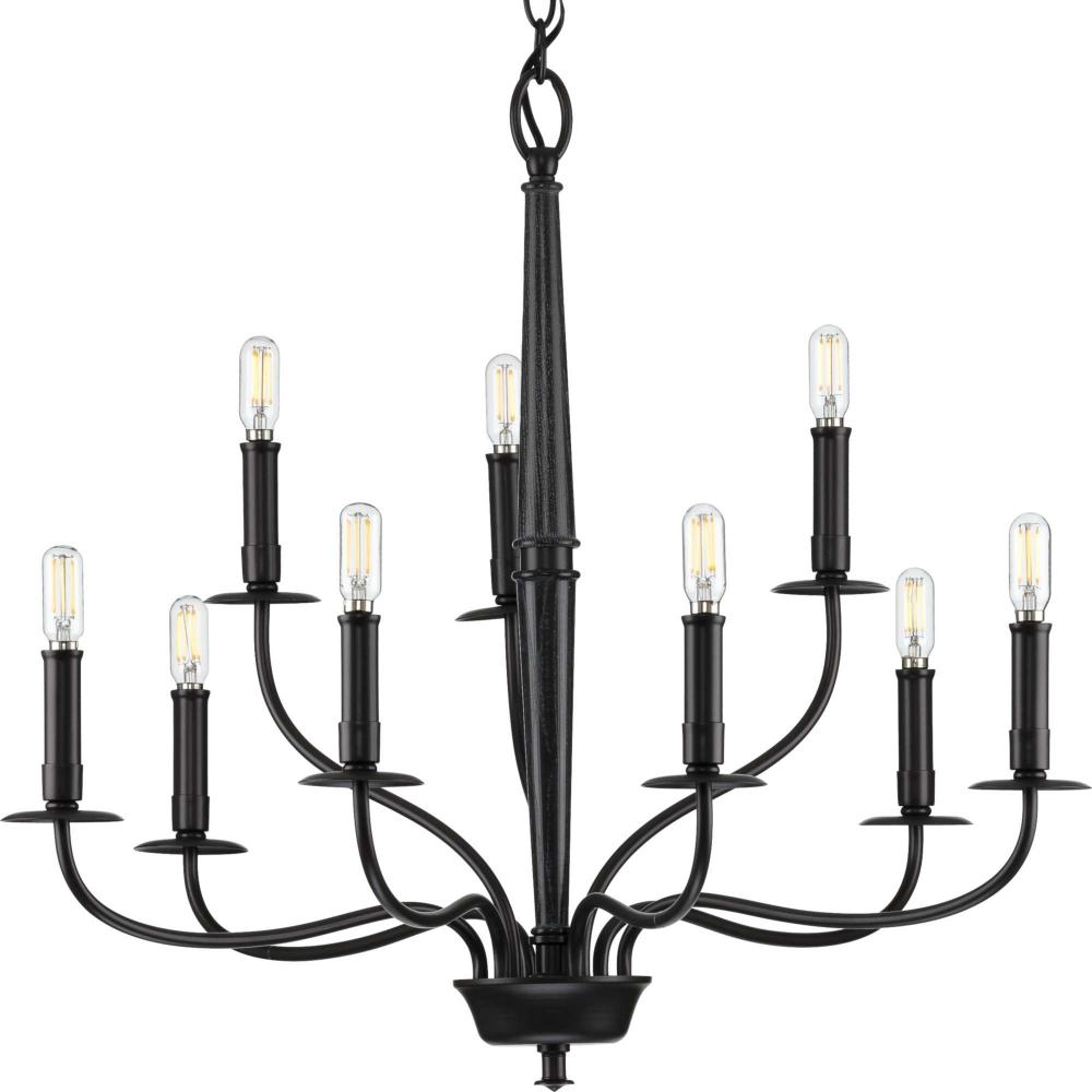 Durrell Collection Nine-Light Matte Black Coastal Chandelier Light