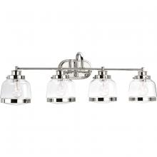 Progress P300083-104 - Judson Collection Four-Light Polished Nickel Clear Glass Farmhouse Bath Vanity Light