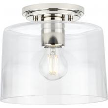 Progress P350213-104 - Adley Collection One-Light Polished Nickel Clear Glass New Traditional Flush Mount Light