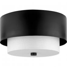 Progress P350249-31M - Silva Collection Two-Light Matte Black White Linen Shade 14" Flush Mount