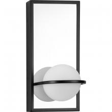 Progress P710105-031-30 - Pearl LED Collection Mid-Century Modern Matte Black Etched Opal Glass Wall Bracket