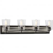 Progress P300232-143 - Briarwood Collection Four-Light Graphite Clear Glass Coastal Bath Vanity Light