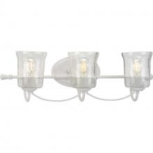 Progress P300255-151 - Bowman Collection Three-Light Cottage White Clear Chiseled Glass Coastal Bath Vanity Light