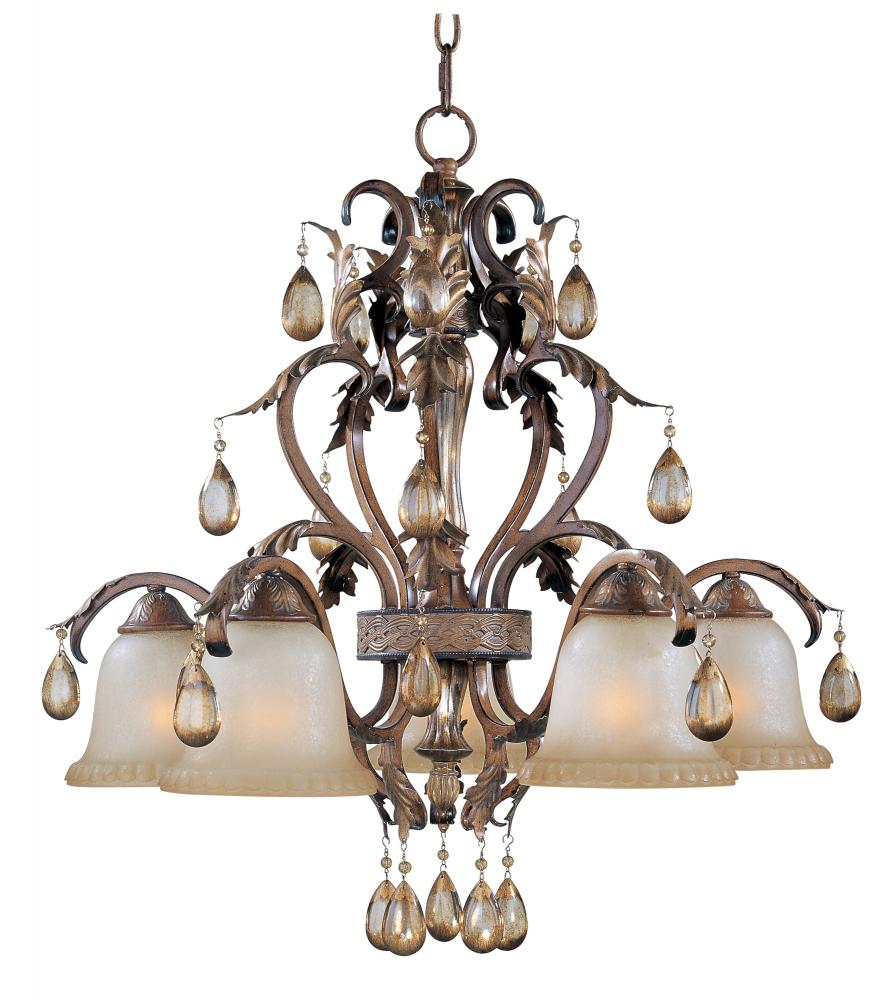 Five Light Mocha Cloud Glass Down Chandelier