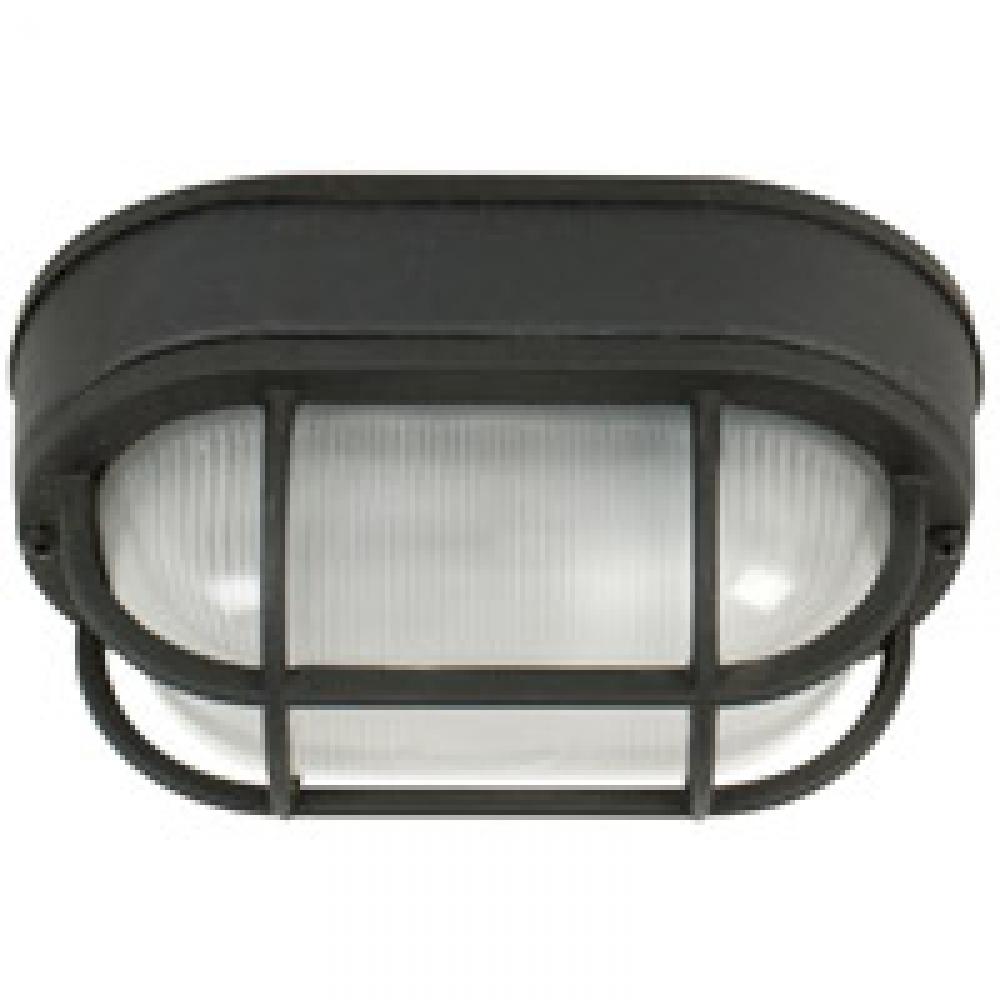 Oval Bulkhead 1 Light Small Flush/Wall Mount in Textured Black