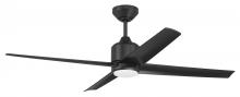 Craftmade QUL52FB4 - 52" Quell Fan, Flat Black Finish, Flat Black Blades. LED Light, WIFI and Control Included