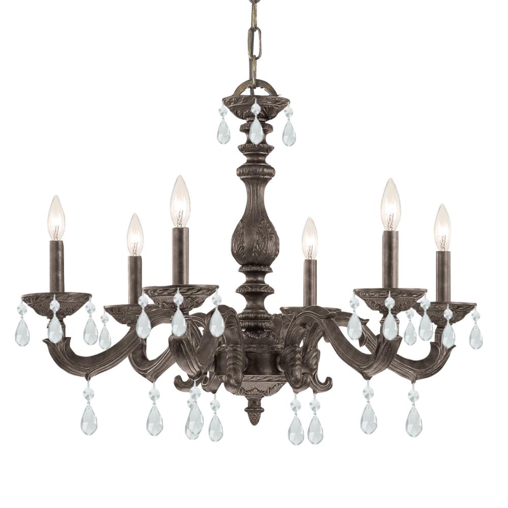 Paris Market 6 Light Clear Crystal Venetian Bronze Chandelier