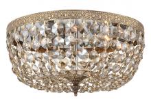 Crystorama 714-OB-GT-MWP - Crystorama 3 Light Golden Teak Hand Cut Crystal Olde Brass Flush Mount