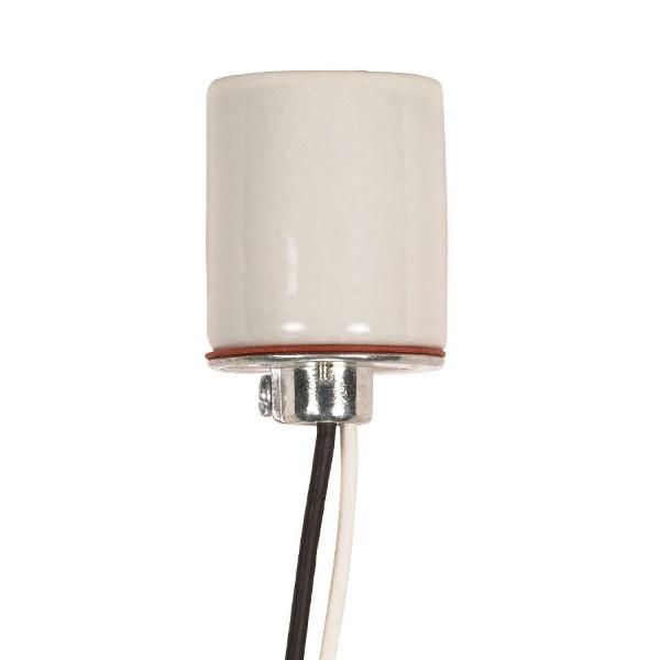 Keyless Porcelain Socket With 1/8 IP Cap; 30" AWM B/W 105C; CSSNP Screw Shell; Glazed; 660W;