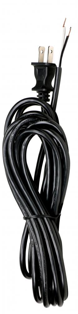 15 Foot 18/2 SVT 105C Heavy Duty Cord Set; Black Finish; 50 Carton; 2 Prong Molded Plug; Stripped