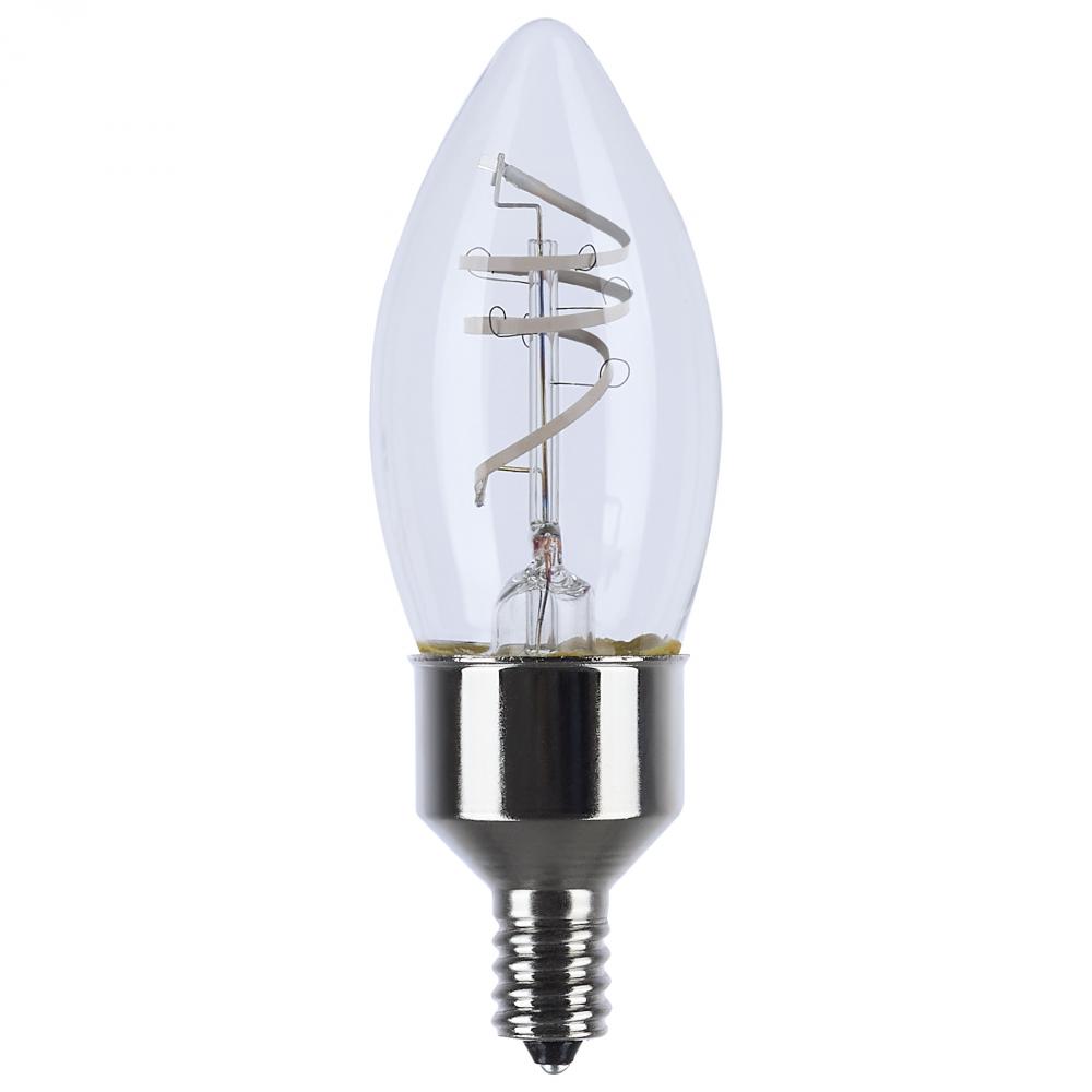 4 Watt LED; Reminiscent; Flex Gray Coil Filament; B11; Candelabra Base; 2700K CCT; Clear; 120 Volt;