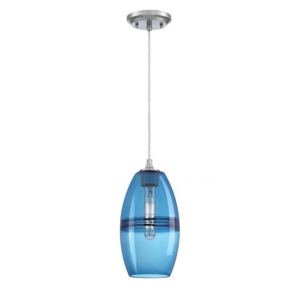 Mini Pendant Brushed Nickel Finish Sapphire Glass