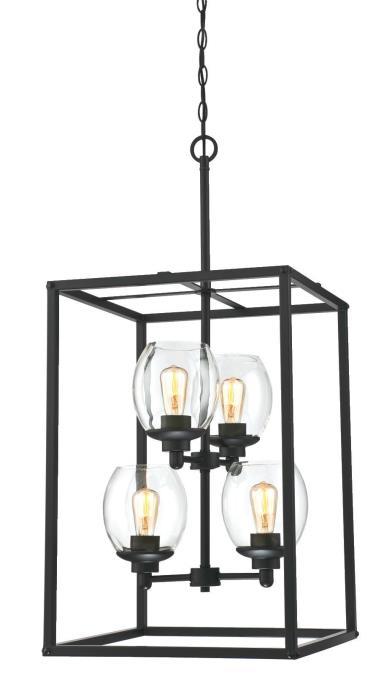 4 Light Chandelier Matte Black Finish Clear Glass