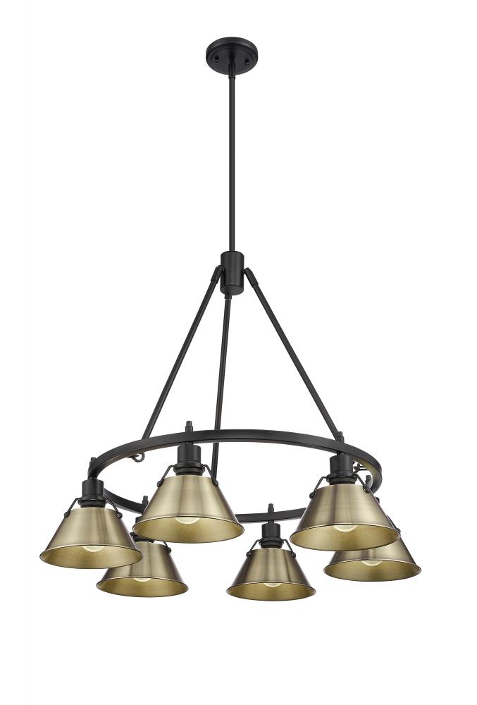 Orwell 6-Light Chandelier in Matte Black with Aged Brass