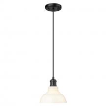 Golden 0305-S BLK-VMG - Carver BLK Small Pendant in Matte Black with Vintage Milk Glass Shade