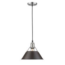 Golden 3306-M PW-RBZ - Orwell 10" Wide Medium Pendant in Pewter with Rubbed Bronze