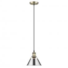 Golden 3306-S AB-CH - Orwell 7.5" Wide Small Pendant in Aged Brass with Chrome