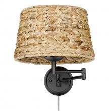 Golden 3692-A1W BLK-WSG - Eleanor Articulating Wall Sconce in Matte Black with Woven Sweet Grass Shade