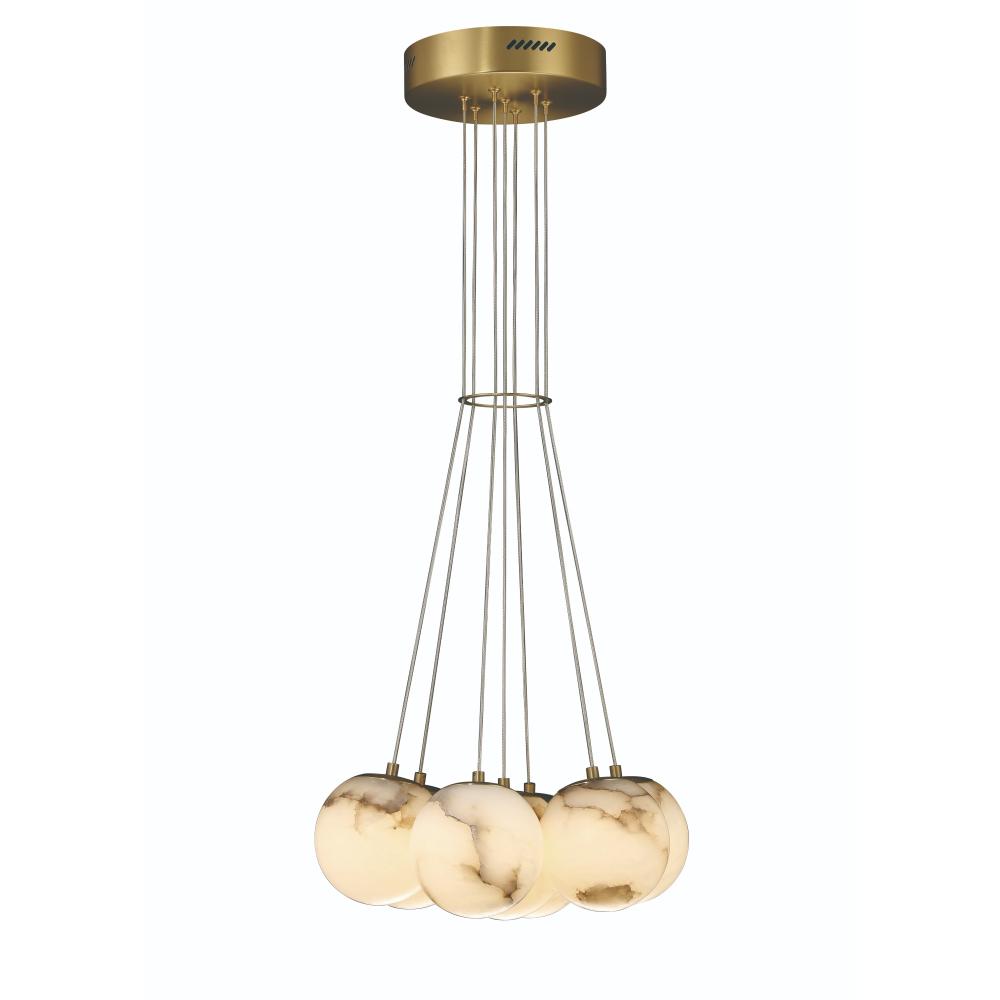 Kepler 7 Light LED Pendant in Gold