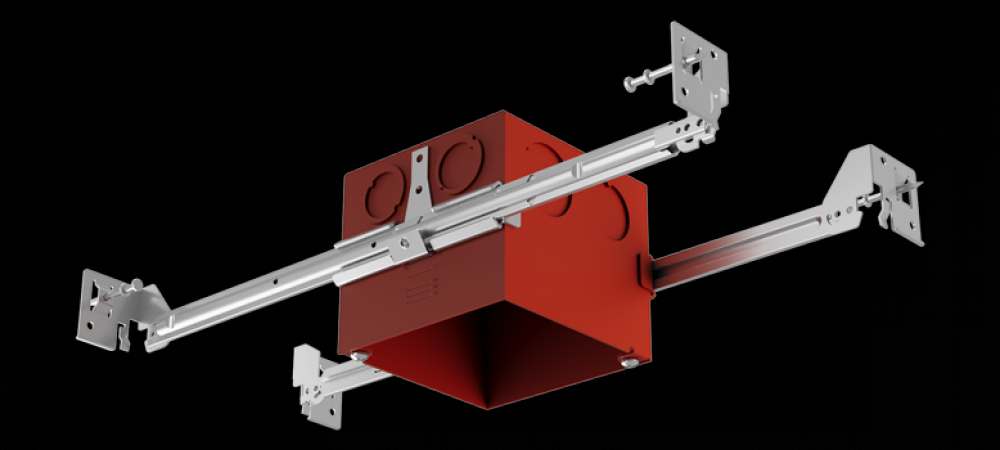 4" Square IC Airtight Junction Box with Hanger Bars for Fire Rated Ceilings