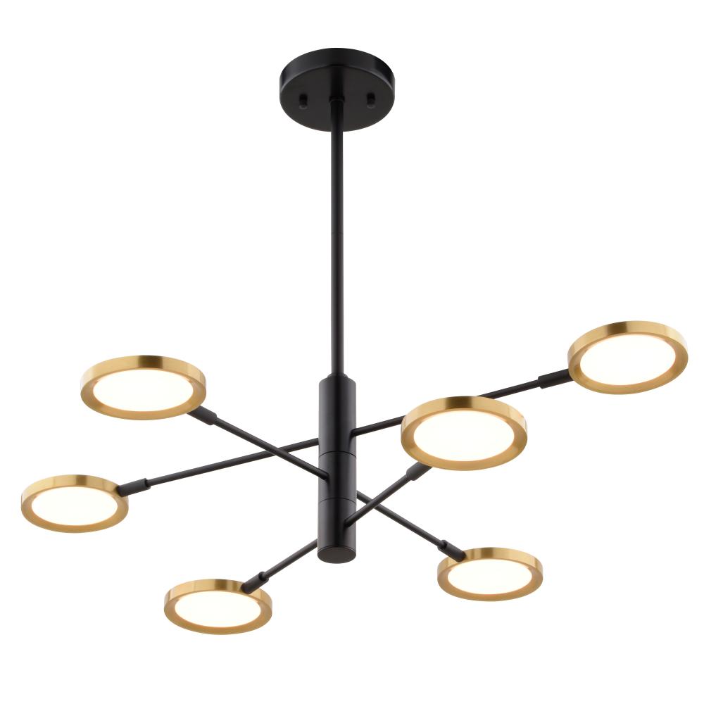 Cullerto 34.75-in. 6 Light LED Pendant Matte Black and Antique Gold