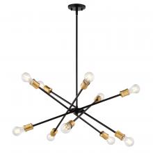 Vaxcel International H0301 - Gresham 32-in. 10 Light Chandelier Antique Gold with Matte Black