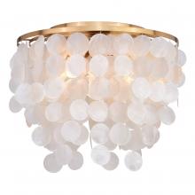 Vaxcel International C0285 - Elsa Capiz Shell 16-in. 3 Light Flush Mount Natural Brass