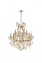  2800D27GT-GT/RC - Maria Theresa 13 Light Golden Teak Chandelier Golden Teak (Smoky) Royal Cut Crystal