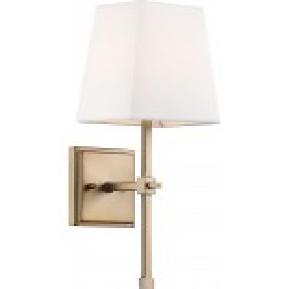 Highline - 1 Light Vanity - with White Linen Shade - Burnished Brass Finish