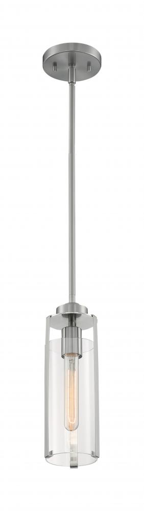 Marina - 1 Light Mini Pendant with Clear Glass - Brushed Nickel Finish