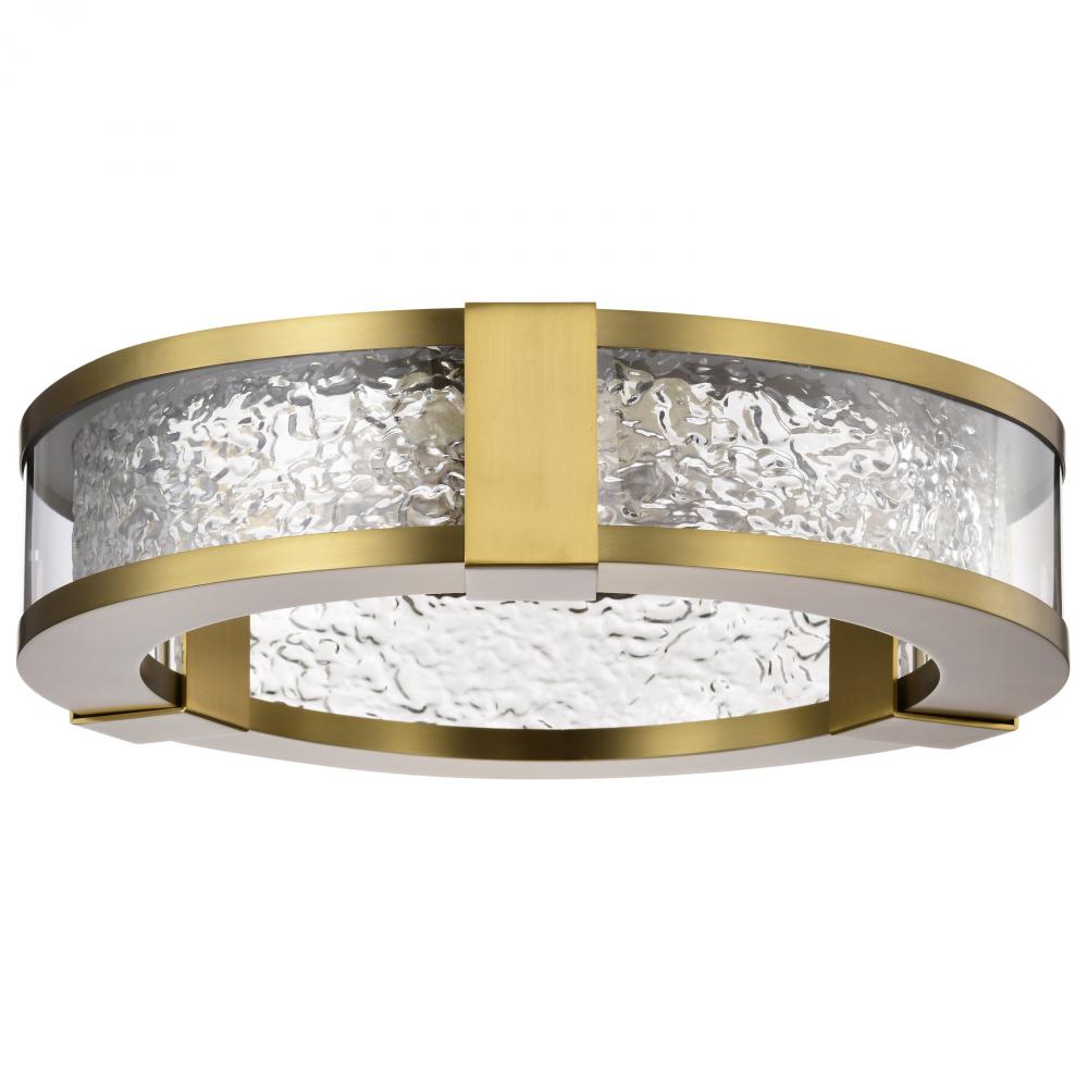 Darrow; 13 Inch LED Flush Mount; Vintage Brass; Acrylic Panels