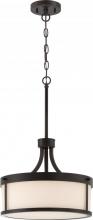 Nuvo 60/6327 - Denver - 2 Light Pendant with Satin White Glass - Mahogany Bronze Finish