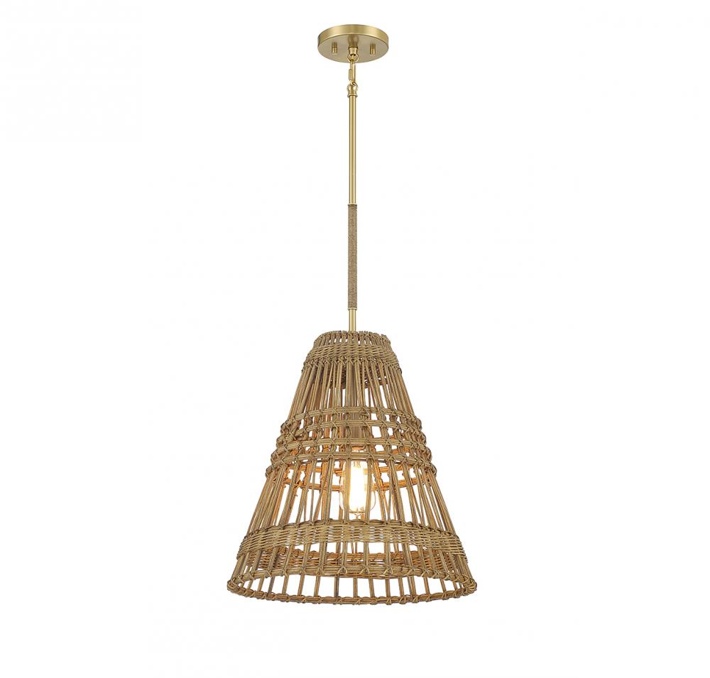 1-Light Pendant in Natural Brass