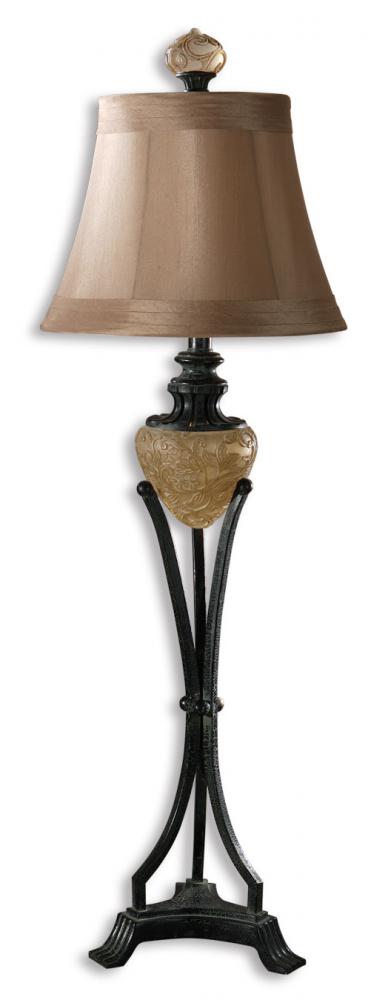 One Light Black Crackled Table Lamp