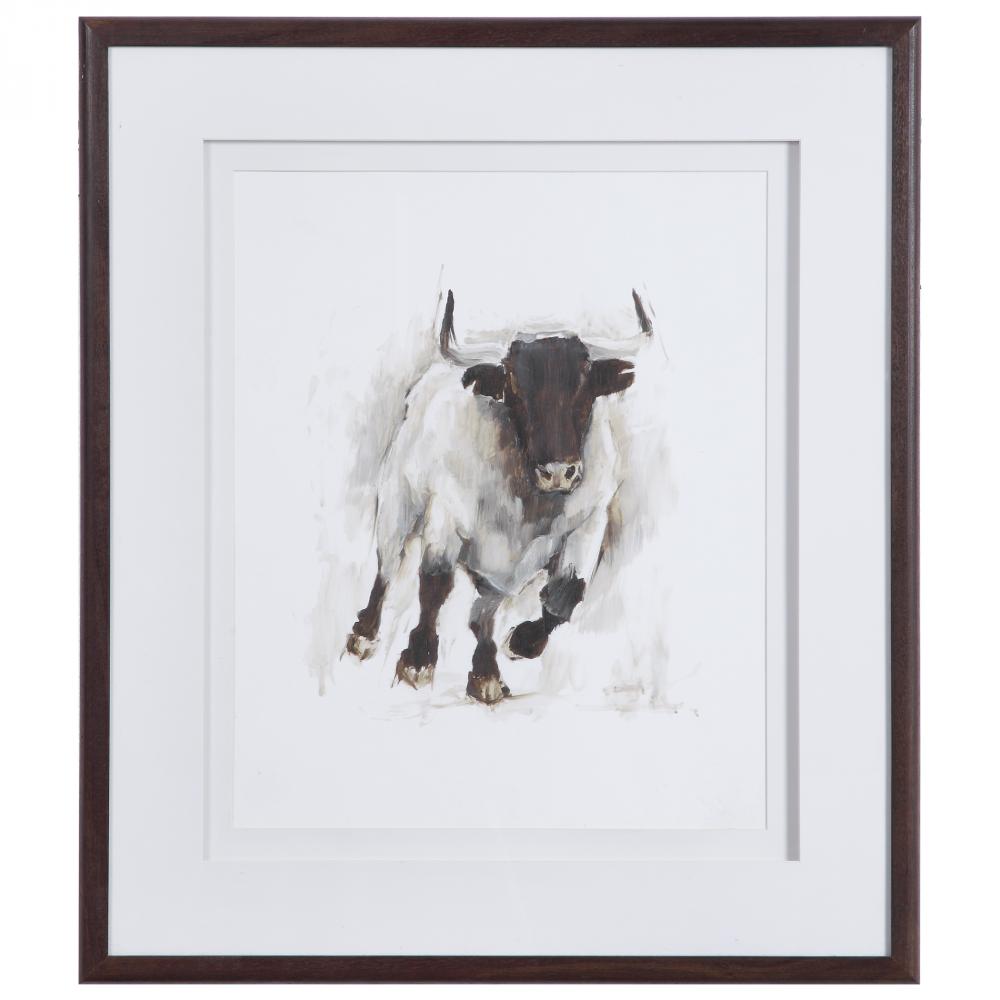 Uttermost Rustic Bull Framed Animal Print