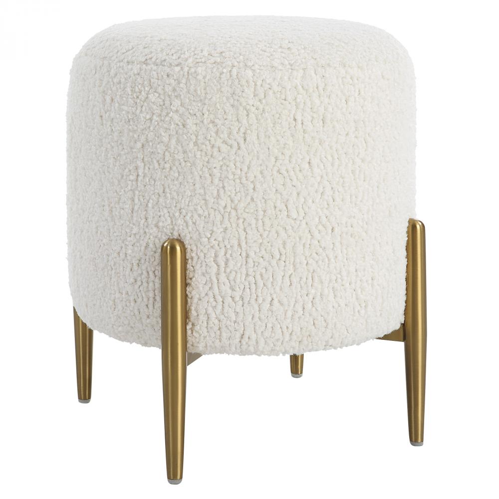 Uttermost Arles White Shearling Brass Ottoman