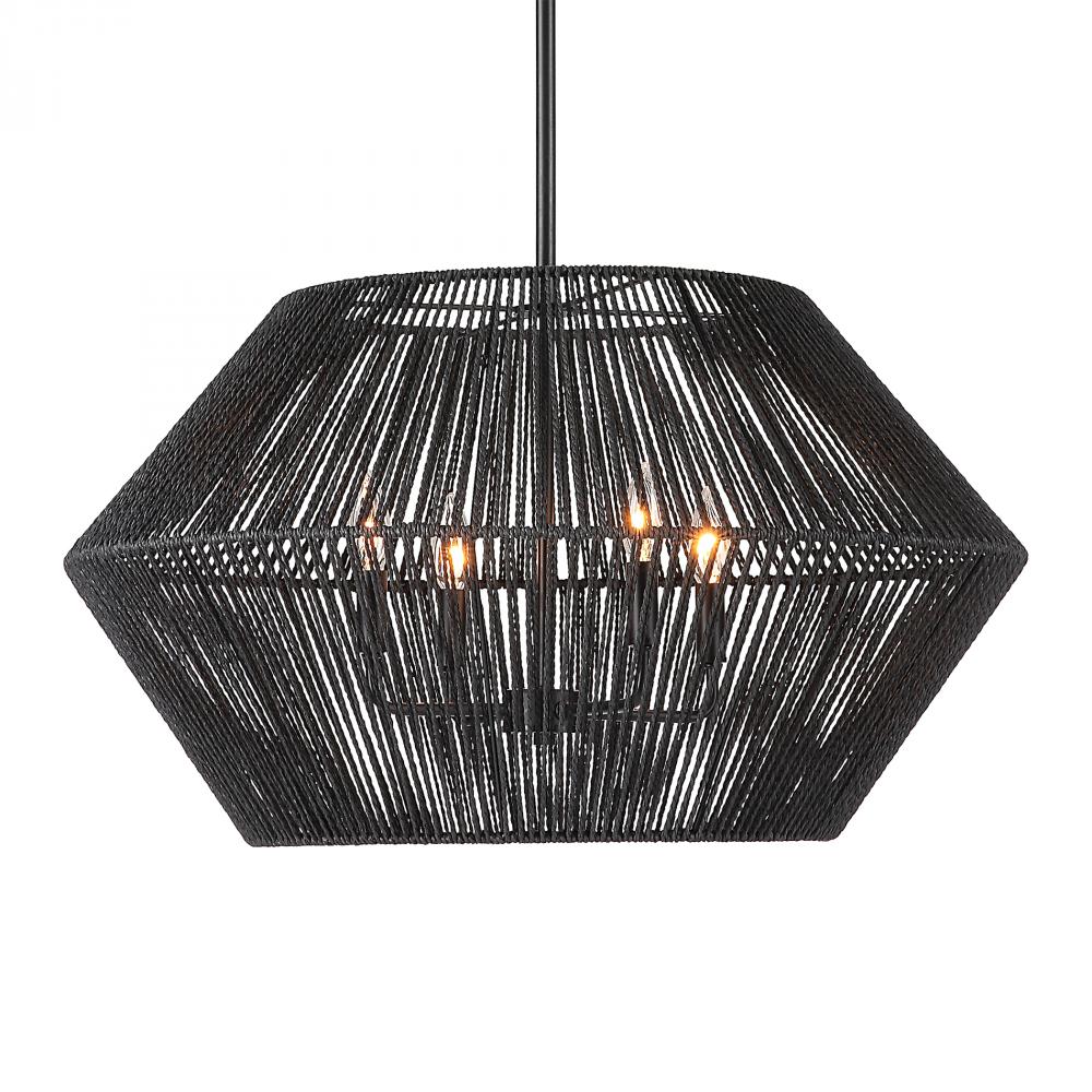 Uttermost Suva 4 Light Black Rope Pendant