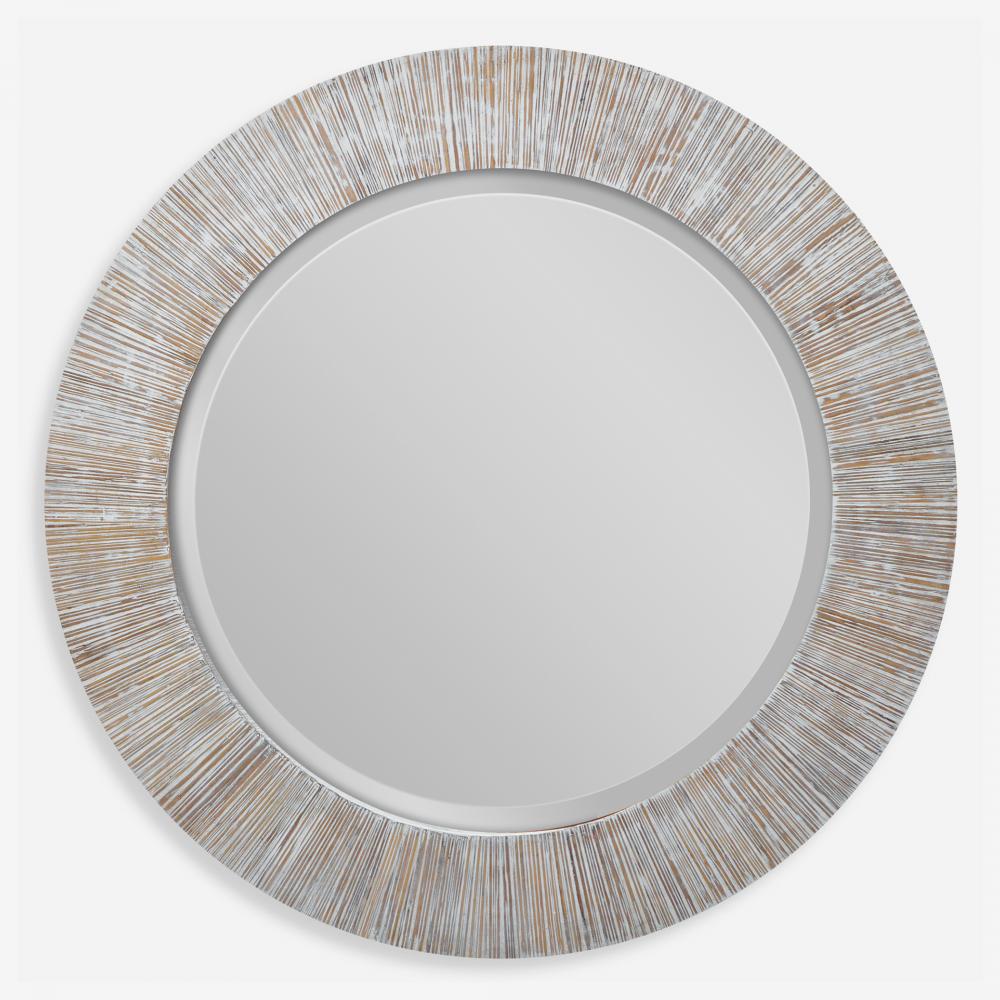 Uttermost Repose Whitewash Round Mirror