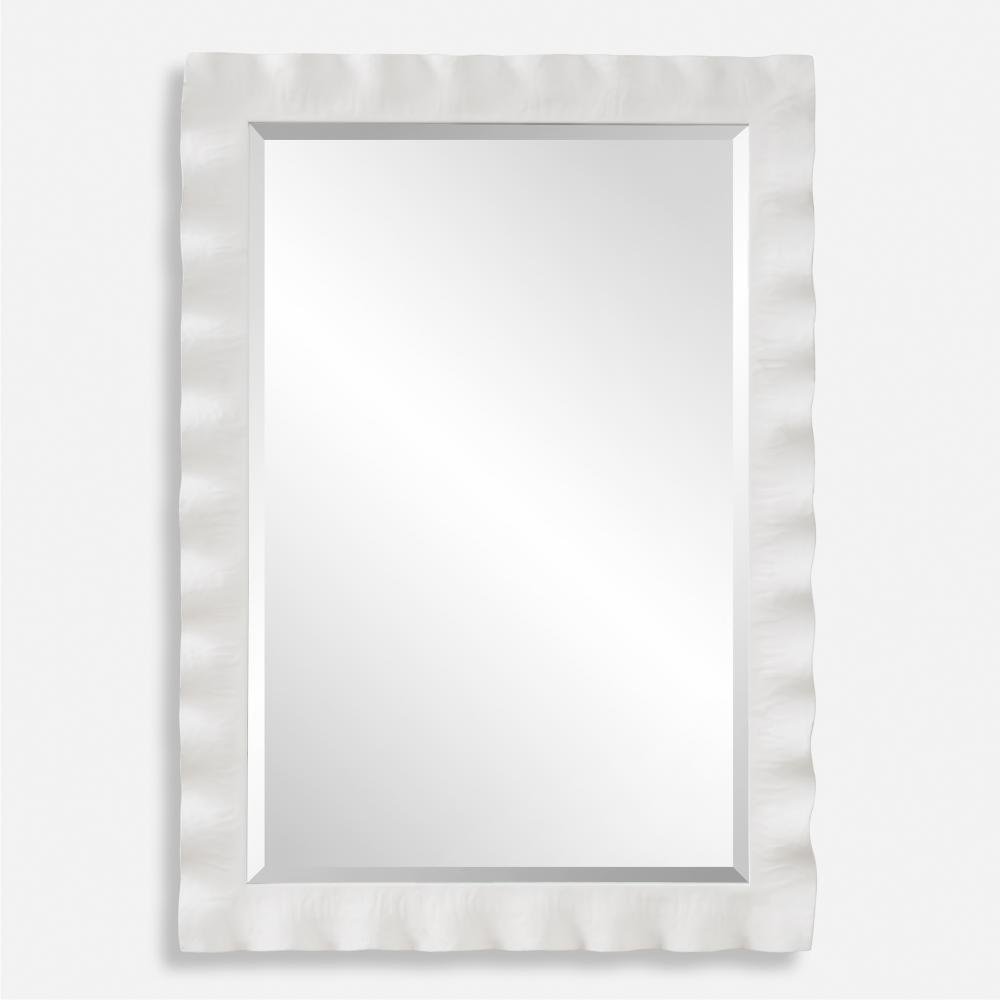 Haya White Scalloped Mirror