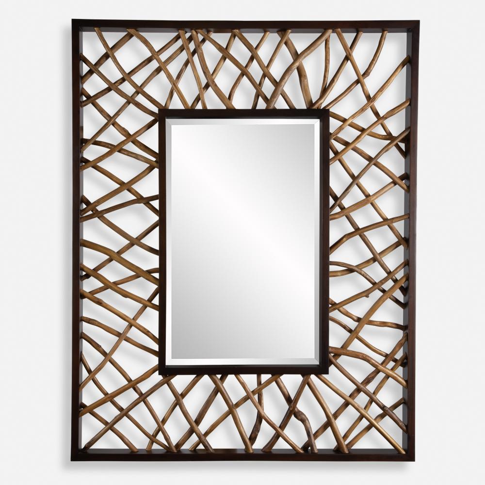 Uttermost Teak Maze Rectangle Mirror